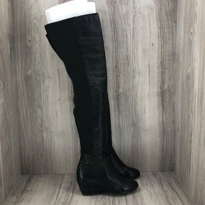 Aldo OTK Boots Womens 6 Black Leather Over The Knee Pull On